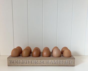 Oak Wooden 12 Egg Holder – Personalised – UK Made, 2 of 4