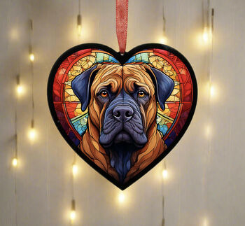 Bullmastiff Stained Glass Effect Heart Suncatcher, 3 of 6