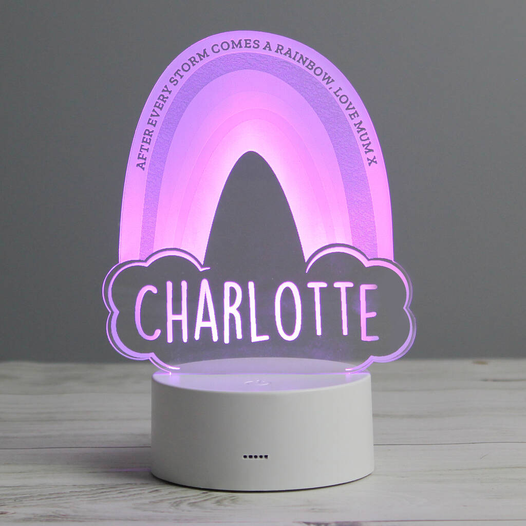 Personalised Rainbow LED Colour Changing Night Light, 1 of 8