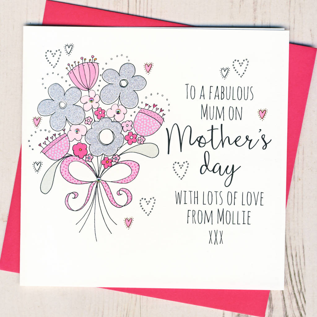 Personalised Glittery Mother's Day Bouquet Card By Eggbert & Daisy