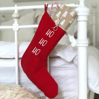 Ho Ho Ho Scandi Red Christmas Stocking, 3 of 3