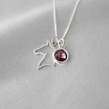 Personalised Horse Necklace, Birthstone Equesterian Gift, 4 of 8