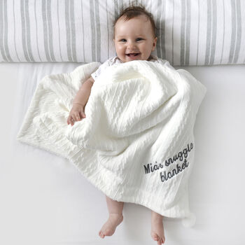 Personalised White Baby Gown And White Blanket Gift Set, 3 of 12