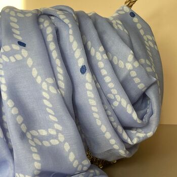Rope And Anchor Print Scarf In Pale Blue, 3 of 4