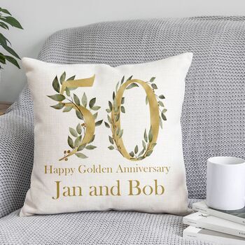Personalised Golden Wedding Anniversary Cushion, 3 of 3