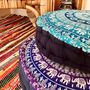 Hand Printed Elephant Mandala Floor Yoga Cushion, thumbnail 5 of 8