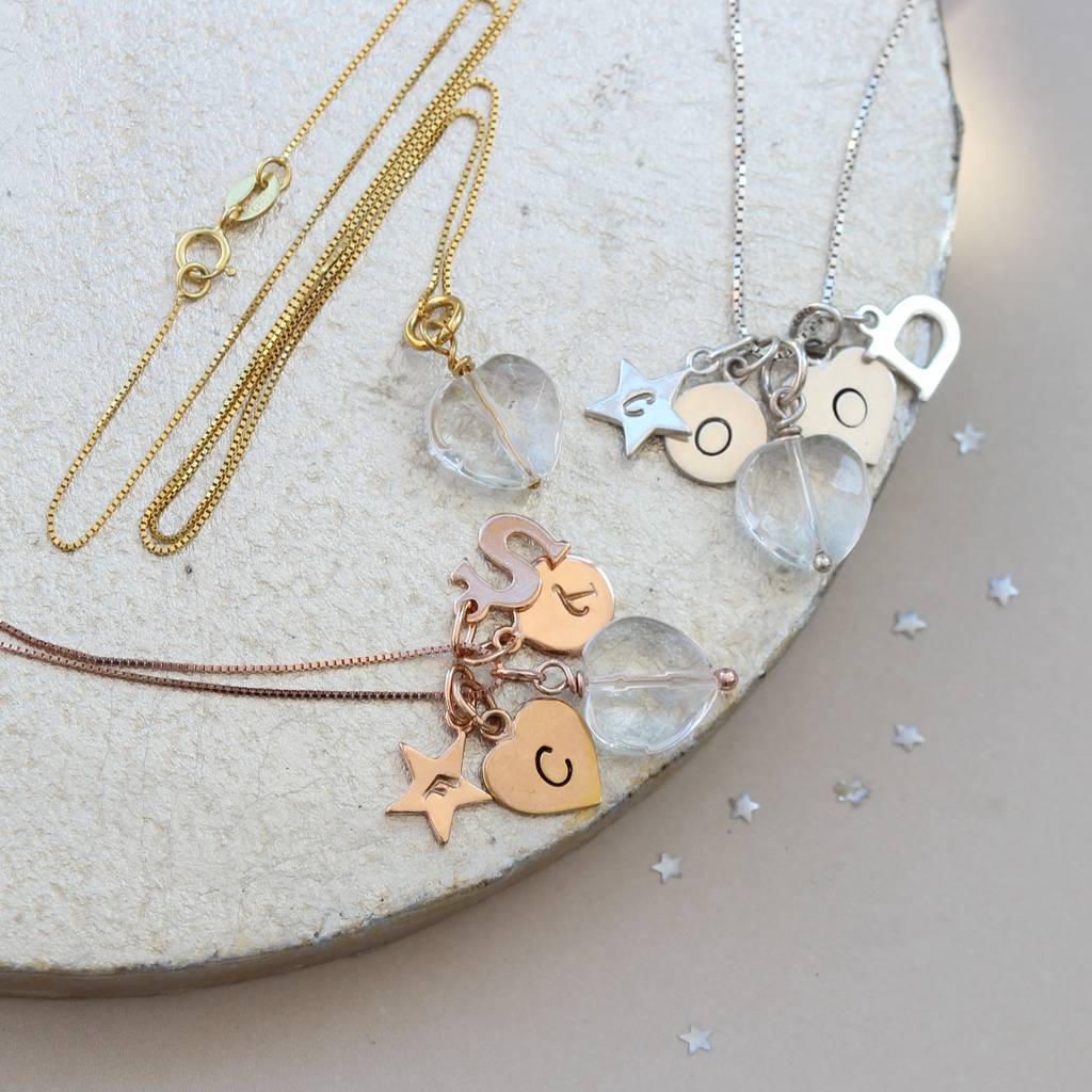 Personalised Crystal Kiss Necklace By Bish Bosh Becca