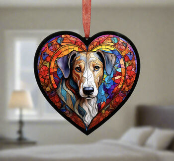 Lurcher Stained Glass Effect Heart Suncatcher, 5 of 5