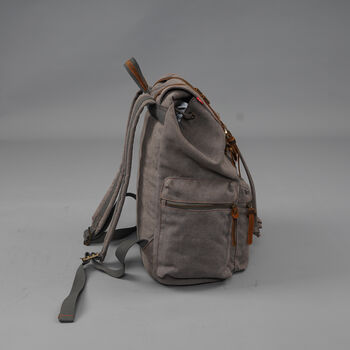 Canvas Backpack Rucksack With Leather Trims, 7 of 10