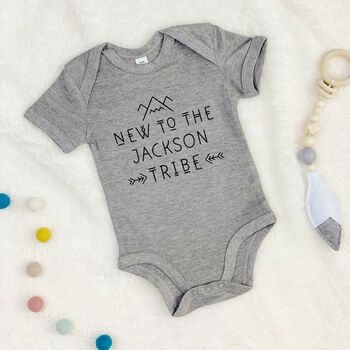 Personalised New To The Tribe Babygrow, 2 of 11