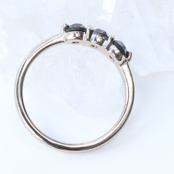 Black Diamond Trilogy Ring In 18ct White Gold, 5 of 9