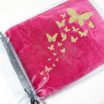 Personalised Velvet Butterfly Trail Make Up Bag Bag, 3 of 12