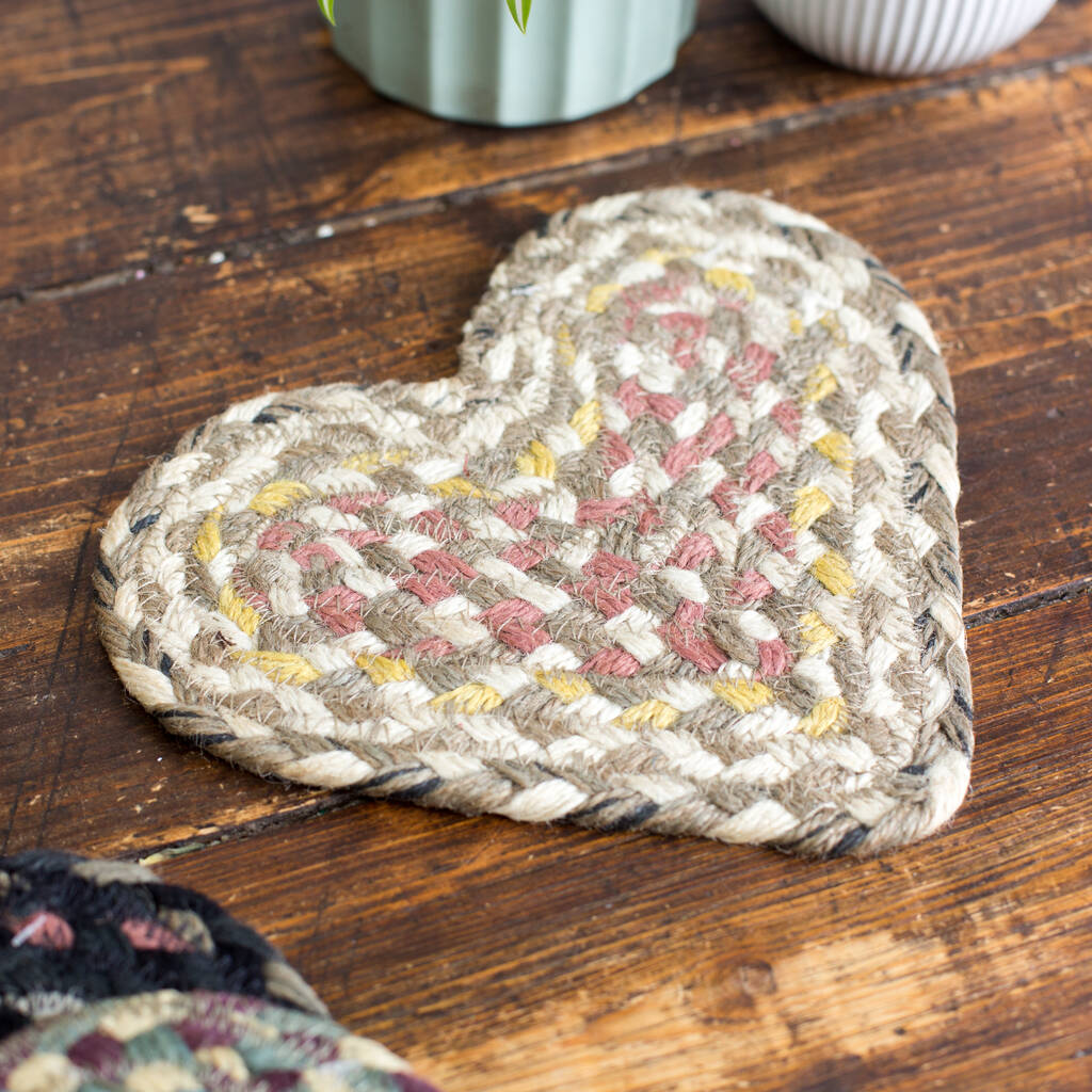 Organic Jute Heart Coaster By Home & Glory