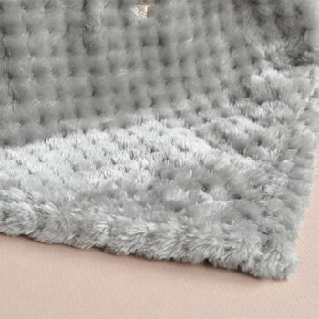 Personalised Grey Baby Blanket With Stars And Name, 8 of 8