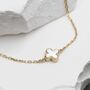 9ct Gold Mother Of Pearl Clover Bracelet And Earrings Set, thumbnail 6 of 7