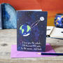 Moon And Back Astronomy Greeting Card, thumbnail 1 of 2