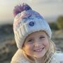 Kids Pastel Ice Crystal Nordic Knit Reflective Super Bobble Hat, thumbnail 1 of 4