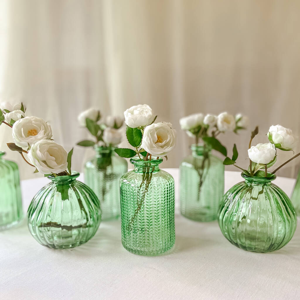 Green Glass Bud Vases Set Of Three By The Wedding of my Dreams