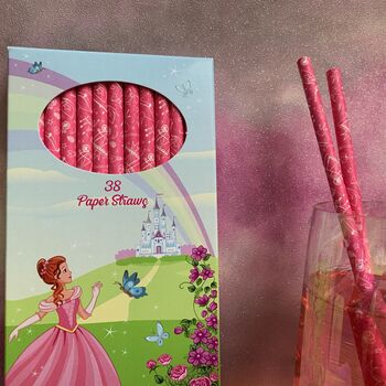 Princess Paper Straws Box Of 38 100% Biodegradable, 3 of 6