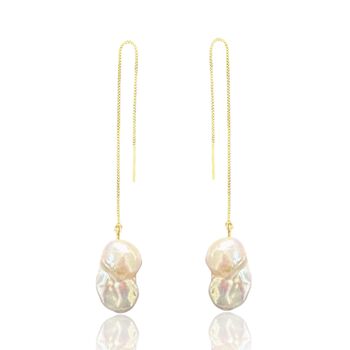 Dainty Baroque Pearl Silver Threader Earrings, 4 of 4