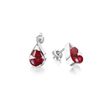 Poppy Stud Earrings – Sterling Silver With Real Flowers, 3 of 10