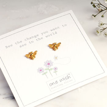 Honey Bee Gold And Rose Gold Stud Earrings, 5 of 10