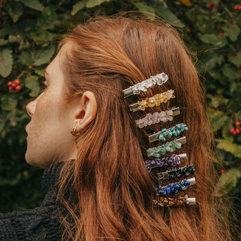 Amethyst Crystal Hair Clip Set Of Two, 4 of 5