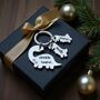 Personalised Dinosaur Keychain, Stainless Steel Silver Keyring, thumbnail 1 of 10