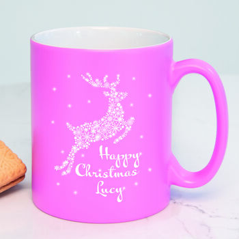 Personalised Red Reindeer Christmas Mug, 5 of 5