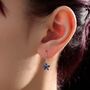Sterling Silver Sapphire Blue Cz Flower Drop Dangle Earrings, thumbnail 2 of 11