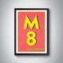 M8 Manchester Typography Postcode Print, thumbnail 2 of 8