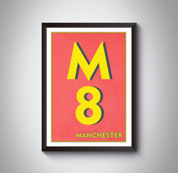 M8 Manchester Typography Postcode Print, 2 of 8