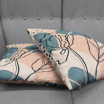 Pink And Grey Abstract Leaf Pattern Cushion Cover, 4 of 7