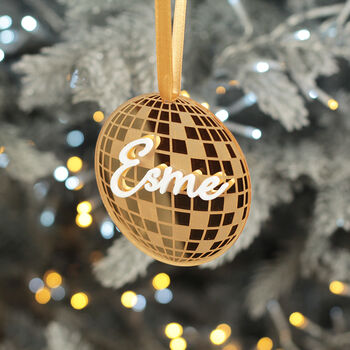 Personalised Name Disco Mirror Ball Christmas Tree Decoration, 3 of 7