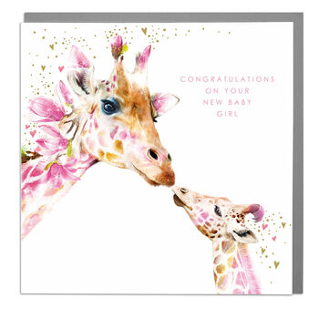 New Baby Girl Giraffe Cute Card, 2 of 2