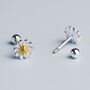 Sterling Silver Screw Back Daisy Stud Earrings, thumbnail 2 of 5