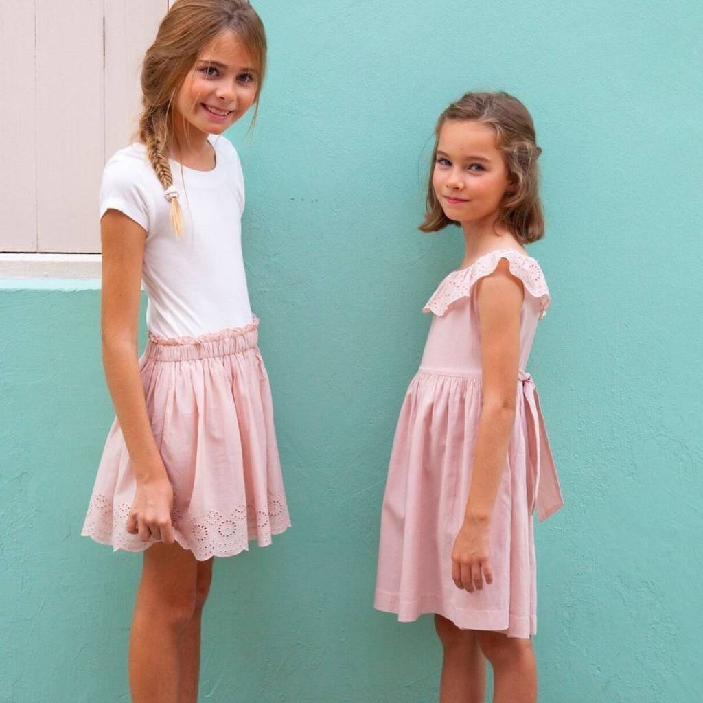 girls french designer dress with frill neckline by chateau de sable ...
