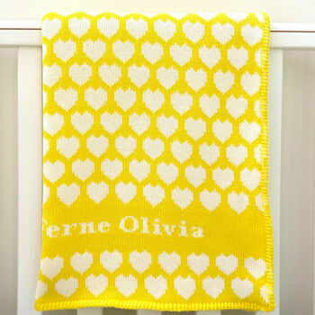 Personalised Knitted Heart Baby Blanket, 3 of 11