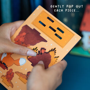 Personalised Autumn Fox Birthday Pop Out Card, 2 of 5
