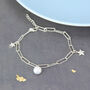 Sterling Silver Twisted Link Chain Bracelet With Pearl, thumbnail 2 of 7