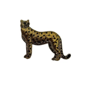 Embroidered Gold Cheetah Brooch, 2 of 4