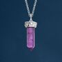 Genuine Amethyst Point Necklace In Sterling Silver, thumbnail 1 of 11
