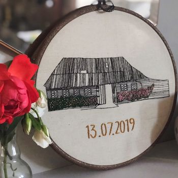 Personalised Hand Embroidered Wedding Venue Portrait, 6 of 12