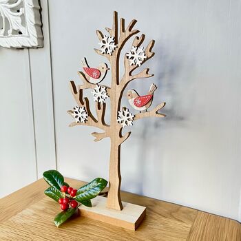Christmas Wooden Tree With Robins, 2 of 2