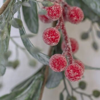 Iced Red Berry Garland With Frosted Leaves, 3 of 10