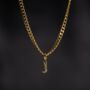 Mens Mini Gold Plated Initial With Cuban Chain Necklace, thumbnail 9 of 10