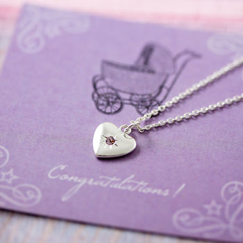 New Mother Birthstone Heart Necklace, 8 of 9