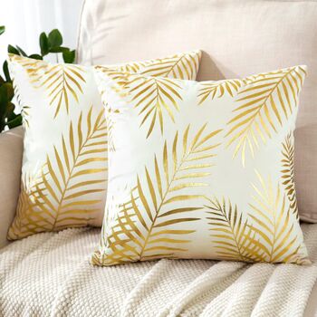 Decorative Gold Reed Flower Cushion Cover Twin Set, 5 of 9