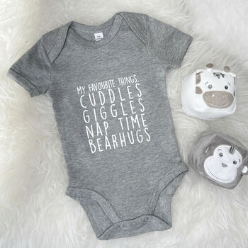 'My Favourite Things' Personalised Babygrow, 3 of 7