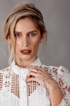 Ear Cuff With Stud And Chain In Sterling Silver Or Gold Vermeil, 7 of 12